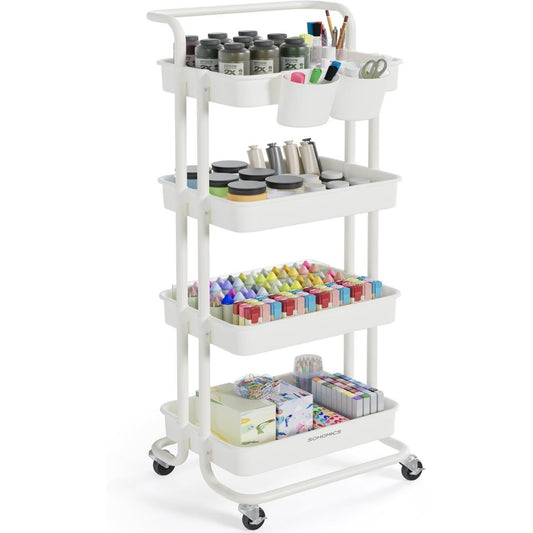 carrelli multiuso bianco per letto con ruote